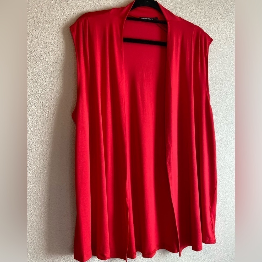 Urban Coco~NWT~Lightweight Red Open Cardigan/Cover-Up~Sleeveless~Size 2XL
